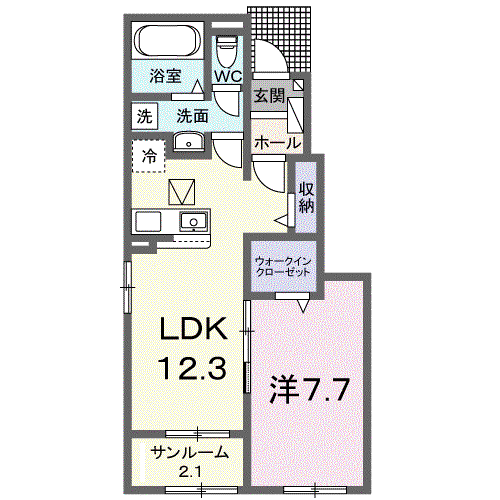 アザレア(1LDK/1階)の間取り写真