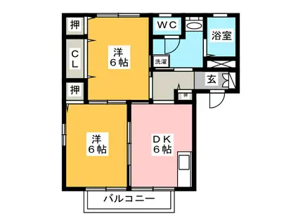 カーサボナール A棟(2K/2階)の間取り写真