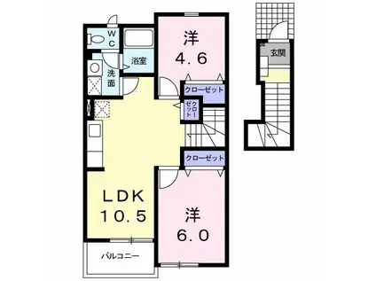 フォーレスト(2LDK/2階)の間取り写真