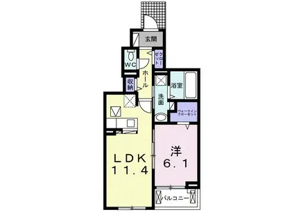 ウッドヴィレッジMINORUIII(1LDK/1階)の間取り写真