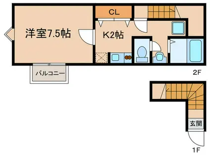 アンプルールブア フォーエバー(1K/2階)の間取り写真