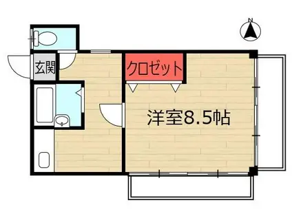 鹿野ビル(1K/2階)の間取り写真