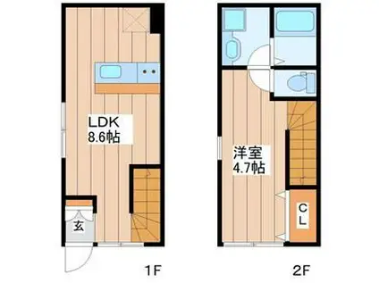 アスフォート(1LDK/1階)の間取り写真