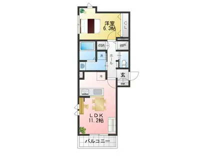 松見町1丁目PJ(1LDK/2階)の間取り写真