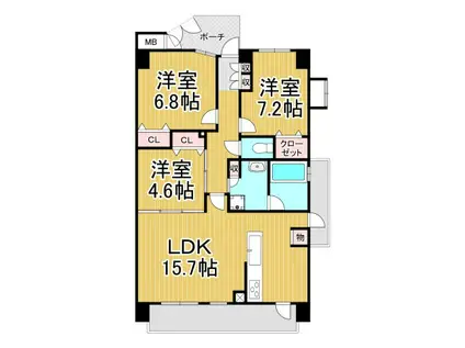 サクレセーヌ夙川(3LDK/5階)の間取り写真