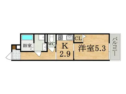 クレアール富雄北II(1K/2階)の間取り写真