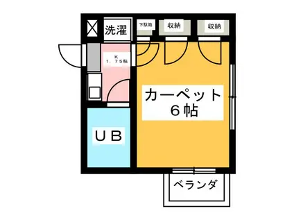 シルフィード座間(1K/2階)の間取り写真