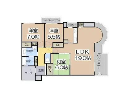 セレッソコート阿倍野阪南町(3LDK/8階)の間取り写真