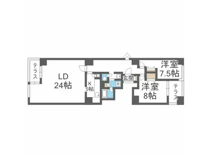 エルミタージュユリ(2LDK/4階)の間取り写真