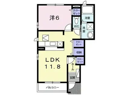 スリズイエ(1LDK/1階)の間取り写真
