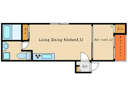 アルクグレイス(1LDK/2階)の間取り写真