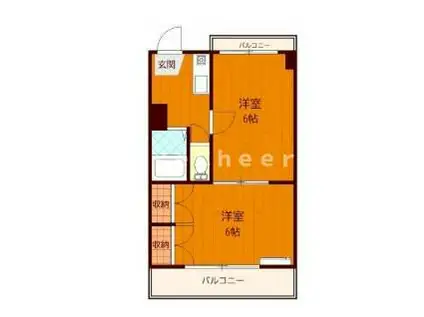 キャロットハウス(2K/2階)の間取り写真