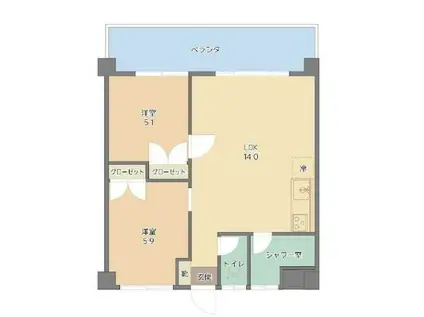 勇設計ビル(2LDK/5階)の間取り写真