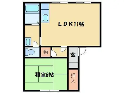 メゾントレビI(1LDK/1階)の間取り写真