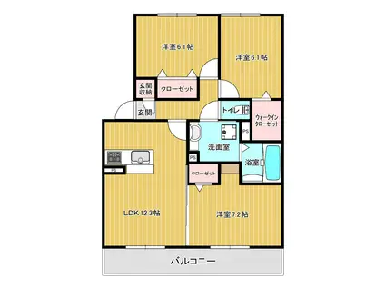 パークヴィラ楠III棟(3LDK/2階)の間取り写真
