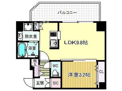 パークフラッツ野田阪神駅前(1LDK/13階)の間取り写真