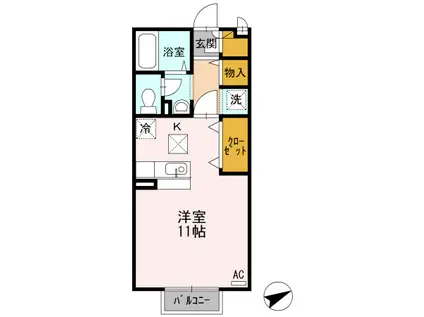 パル・ロワール(ワンルーム/1階)の間取り写真