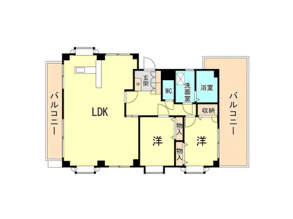 ゴーディ甲子園1番館(2LDK/3階)の間取り写真