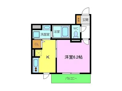 RIHITO堺東(1K/2階)の間取り写真