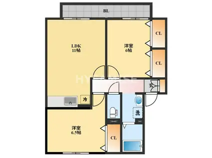 サンライズ豊A(2LDK/1階)の間取り写真