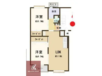 深江橋コーポE棟(2LDK/5階)の間取り写真