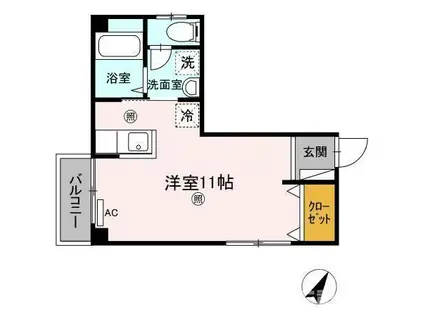 フジミハイツ(ワンルーム/3階)の間取り写真