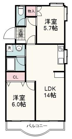 メゾン船越(2LDK/3階)の間取り写真