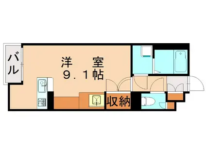 ミランダ リヴィエールII(ワンルーム/1階)の間取り写真