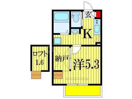サンライズ津田沼III(1K/1階)の間取り写真