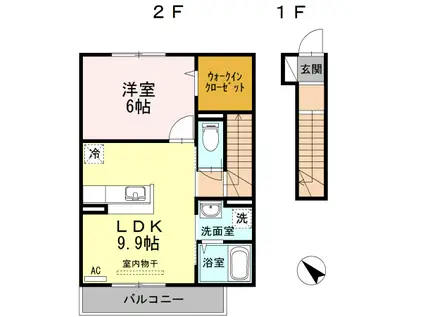ノール プラージュ(1LDK/2階)の間取り写真