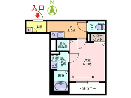 ベレオ文京(1K/3階)の間取り写真