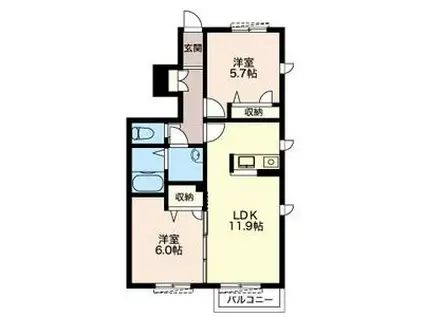 クレール フォレ シャーメゾン(2LDK/1階)の間取り写真