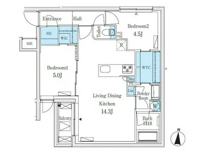SOLASIARESIDENCE亀戸(2LDK/4階)の間取り写真