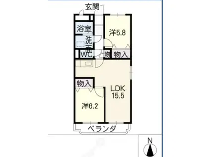 ア・ドリーム巾(2LDK/2階)の間取り写真