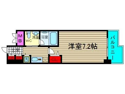 レジュールアッシュ心斎橋リュクス(1K/9階)の間取り写真