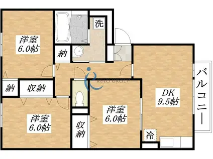 コートダジュール(3DK/2階)の間取り写真