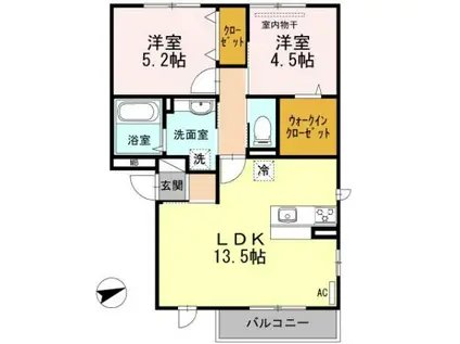 セレーノ舟入(2LDK/3階)の間取り写真