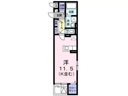 カームタウン(ワンルーム/4階)の間取り写真