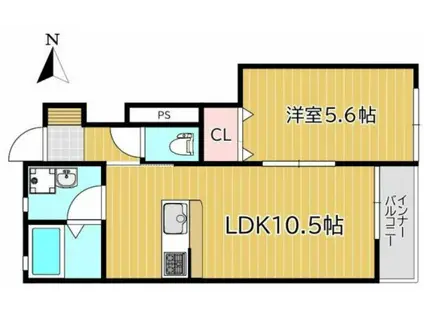 COCORU庭瀬(1LDK/1階)の間取り写真