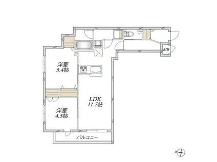 滝野川1丁目メゾン(2LDK/3階)の間取り写真