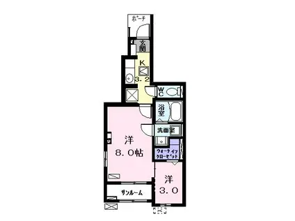 ラッフィナート(2K/1階)の間取り写真