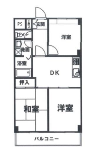 ブルームライフ市川(3DK/2階)の間取り写真