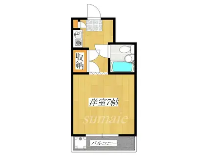 岩渕ハイツ(1K/3階)の間取り写真