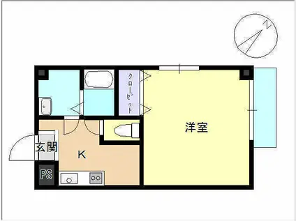 ベルフラワー(1K/2階)の間取り写真