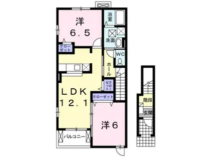 サングレイス I(2LDK/2階)の間取り写真