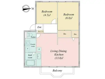 ウインディアM13(2LDK/2階)の間取り写真