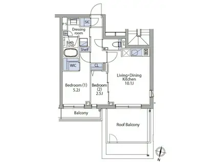 イプセ代々木上原レジデンス(2LDK/4階)の間取り写真