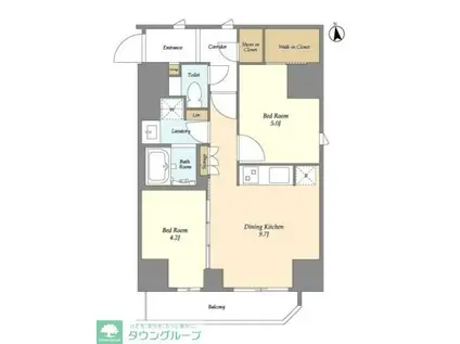 グランカーサ蒲田ウエスト(2LDK/7階)の間取り写真