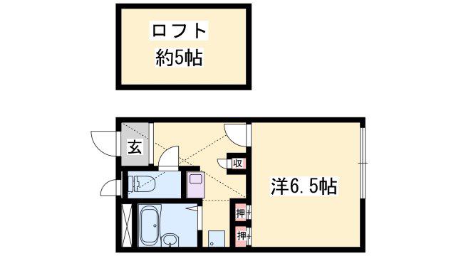 アベニュー高町(1K/2階)の間取り写真