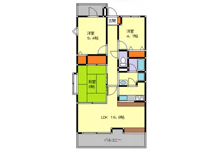 ヴェルアージュ小山(3LDK/4階)の間取り写真